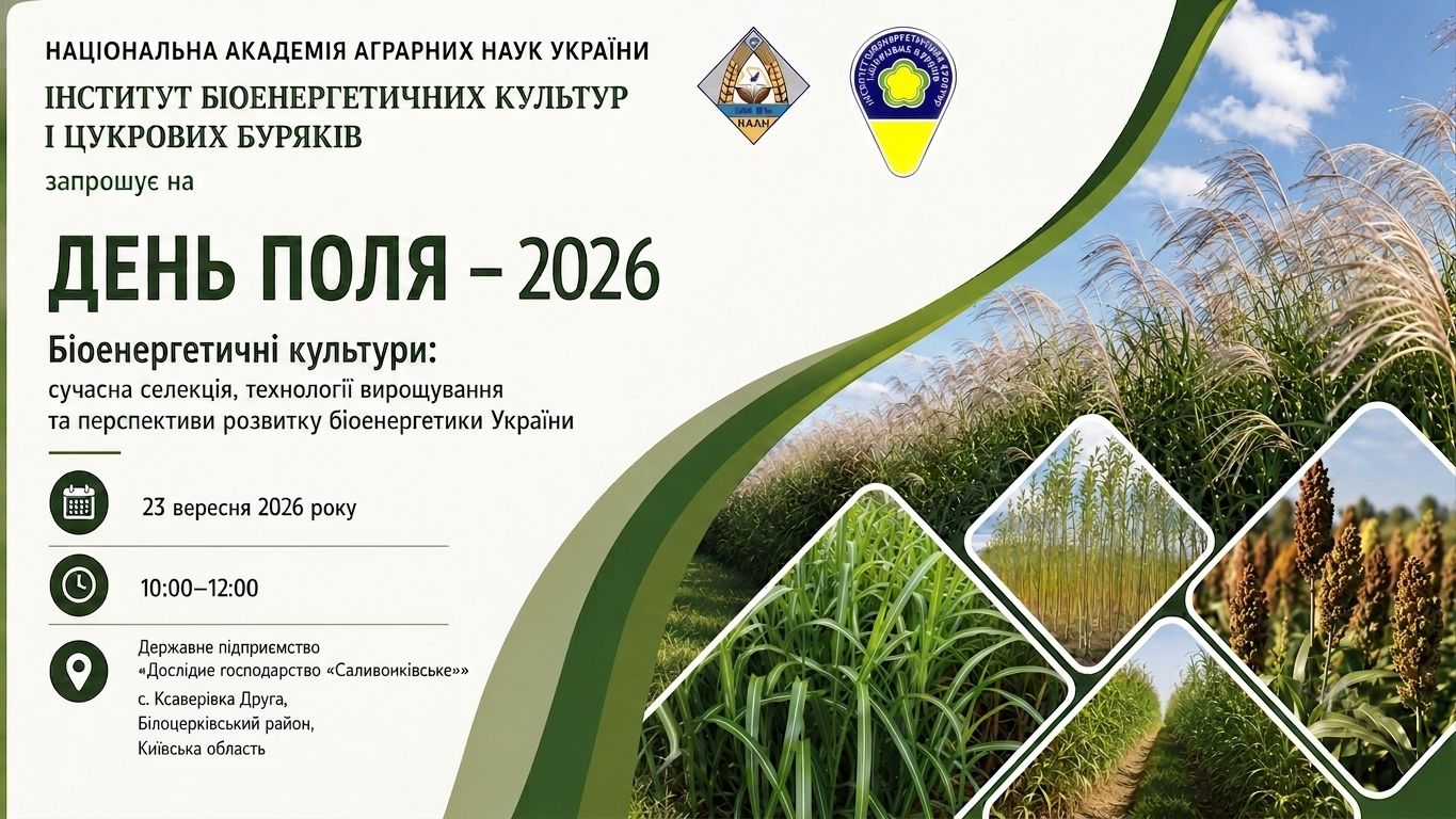 День поля – 2026 «Біоенергетичні культури: сучасна селекція, технології вирощування та перспективи розвитку біоенергетики України»